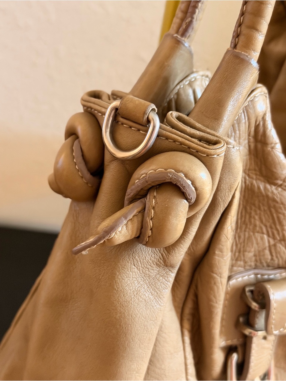 Nardelli Vintage Leather beige Hobo Shoulder Bag - Casual Everyday Tote - Picture 2 of 11